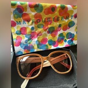 MAYFOURTEENTH NWOT handmade sunglasses light brown/tan color with brown lenses